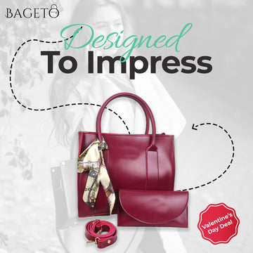 Chic Maroon Handbag Set BA-12