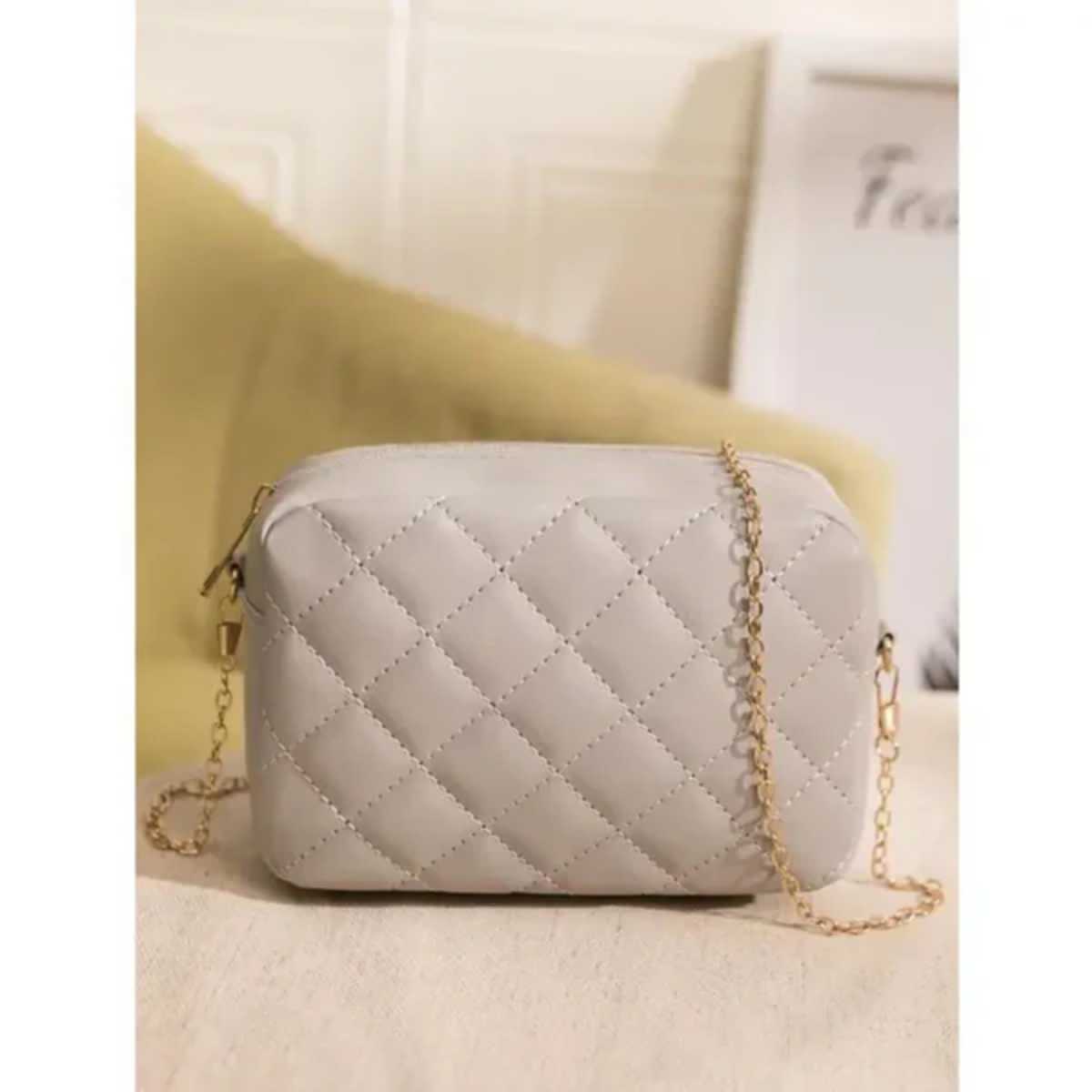 Mini Quilted Embossed Zip Chain Bag